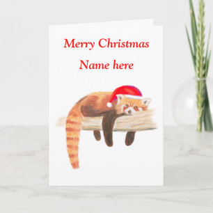 Red Panda Kerstmis Feestdagen Kaart