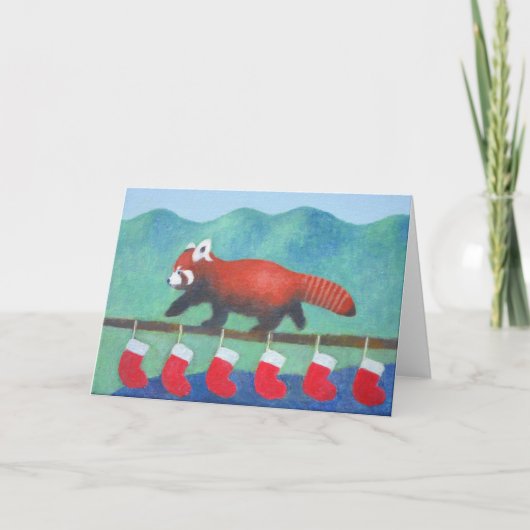 Red Panda Kerstmis Kaart (Voorkant)