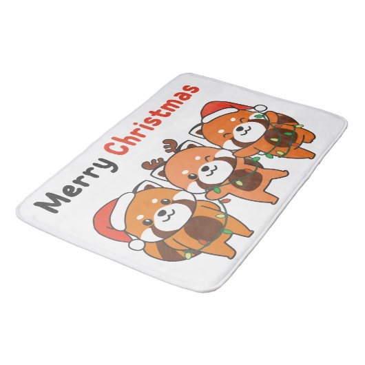 Red Panda-kerstrode Pandas Merry Kerstmis Badmat (Gekanteld)