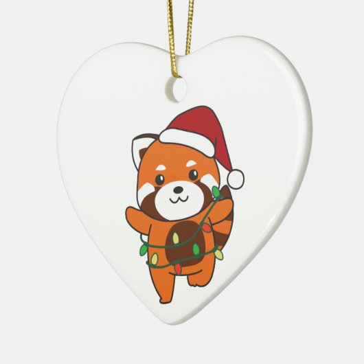Red Panda Kerstwinter Rood Pandas Cera Keramisch Ornament (Links)