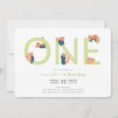 Red Panda Light Green 1er anniversaire Invitation (Devant)