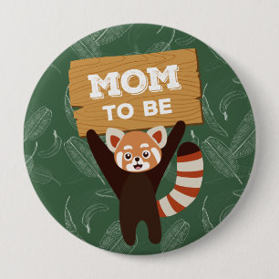 Red Panda mam om baby shower te zijn Ronde Button 4,0 Cm
