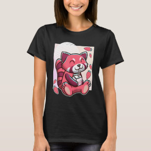 Red Panda met aardbeienmelk T-shirt