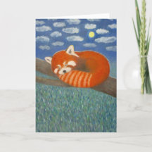Red Panda met Moon Wenskaart