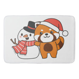 Red Panda met Snowman in de winter voor Kerstmis Badmat