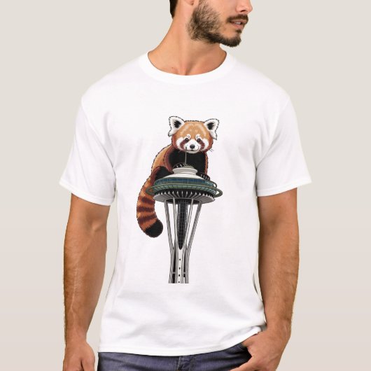 Red Panda on Seattle Space Needle T-shirt (Voorkant)