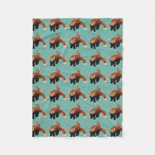 Red Panda & Owl Fleece Blanket (Voorkant)