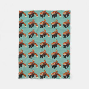 Red Panda & Owl Fleece Blanket Deken
