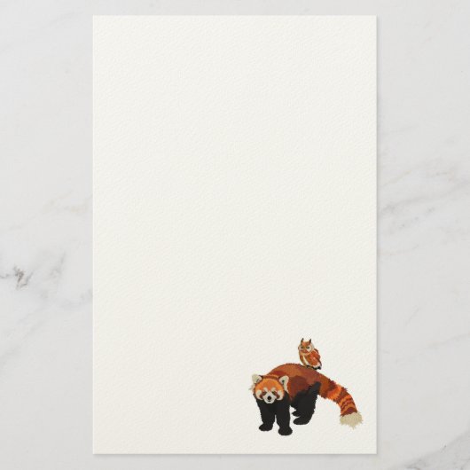 Red Panda & Owl Stationery Briefpapier (Voorkant)