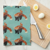 Red Panda & Owl Towel Theedoek (Quarter Fold)