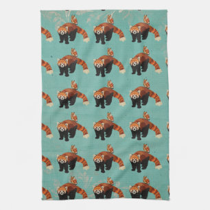 Red Panda & Owl Towel Theedoek