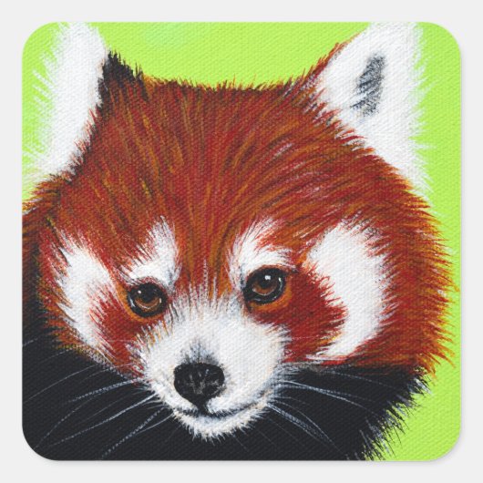 Red Panda Painting Vierkante Sticker (Voorkant)