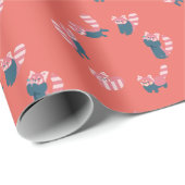Red Panda Pattern Salmon Red Wrapping Paper Cadeaupapier (Rol Hoek)