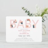 Red Panda Pink Girl Baby shower Uitnodiging (Staand voorkant)