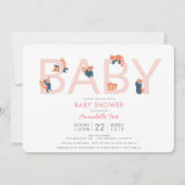 Red Panda Pink Girl Baby shower Uitnodiging (Voorkant)