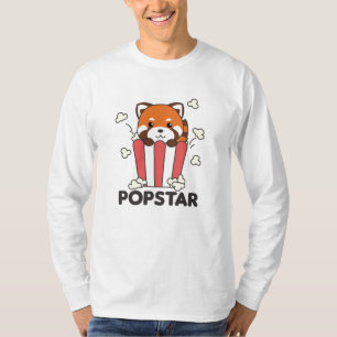 Red Panda Popcorn Popstar Funny Pun T-shirt