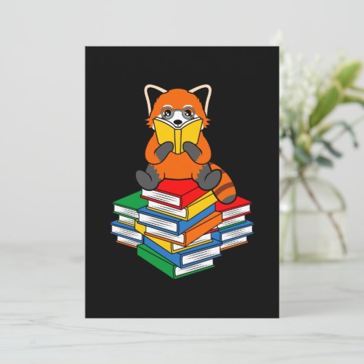 Red Panda Reading Books Cute Pet Animal Pandas Lov Bedankkaart (Staand voorkant)