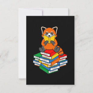 Red Panda Reading Books Cute Pet Animal Pandas Lov RSVP Kaartje
