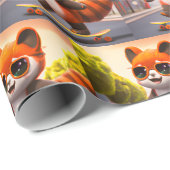 Red Panda Rides Cadeaupapier (Rol Hoek)