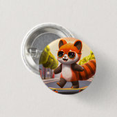 Red Panda Rides Ronde Button 3,2 Cm (Voorkant /achterkant)