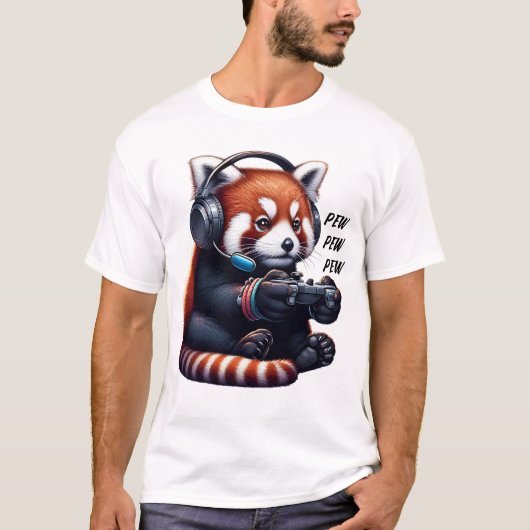 Red Panda Video Game Gaming Nerd T-shirt (Voorkant)