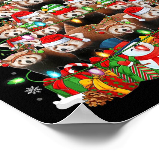 Red Panda Xmas Lighting Tree Santa Red Panda Chris Poster (Hoek)