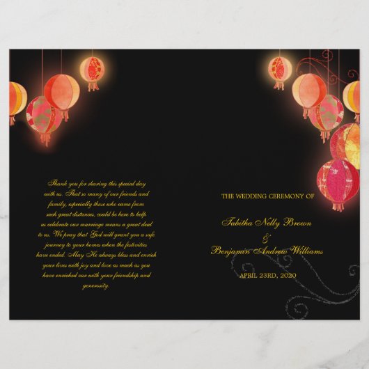 Red Paper Lantern Wedding Bi Fold Program (Voorkant)
