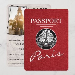 Red Paris Passport Bewaar de datum Save The Date