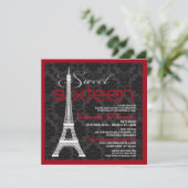 Red Paris Sweet 16 Invitations (Debout devant)
