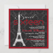 Red Paris Sweet 16 Invitations (Devant)