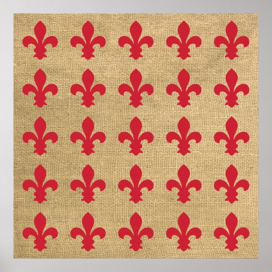 Red Parisian Moods Fleur de Lys Pattern Poster (Voorkant)
