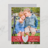 Red Parties scintillant Love Valentine's Day Carte (Devant / Derrière)