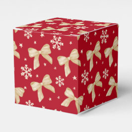Red Party Favor Box with Gold Bow Pattern  Bedankdoosjes