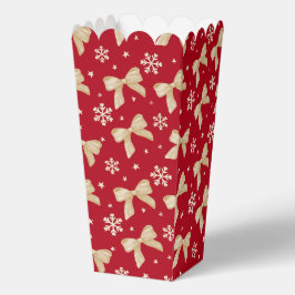Red Party Favor Popcorn Box with Gold Bow Pattern  Bedankdoosjes