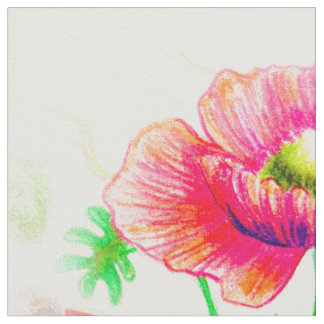 Red, Passion Floral Stof