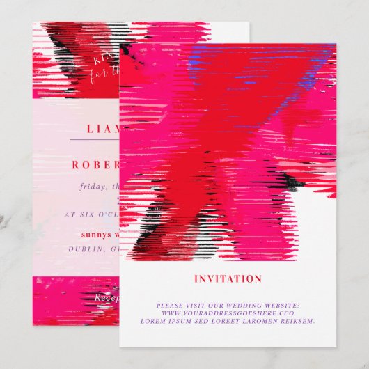 RED Passion Invitations Linear Kaart (Voorkant / Achterkant)