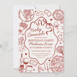 Red Pasta Party Holy Canolli Italian Birthday Kaart