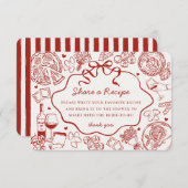 Red Pasta Thats Amore Italian Bridal Shower Recipe Informatiekaartje (Voorkant / Achterkant)