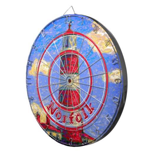 Red Pastel Lighthouse in Norfolk, Verenigd Koninkr Dartbord (Voorkant Rechts)