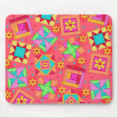 Red Patchwork Quilt Blocks Mousepad Muismat (Voorkant)