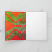 Red Pattered Green Vertical Sound Wave met Kerstmi Kaart (Binnen)