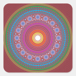 Red Patterned Mandala Vierkante Sticker