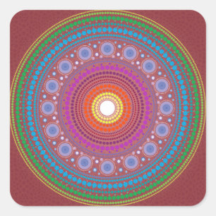 Red Patterned Mandala Vierkante Sticker