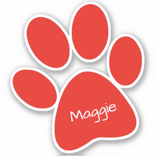 Red Paw Print Custom-Cut vinyl Sticker (Voorkant)
