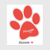 Red Paw Print Custom-Cut vinyl Sticker (Vel)
