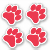 Red Paw Print - Set van 4 Paws Vinyl Stickers (Voorkant)