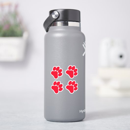 Red Paw Print - Set van 4 Paws Vinyl Stickers (HydroFlask)