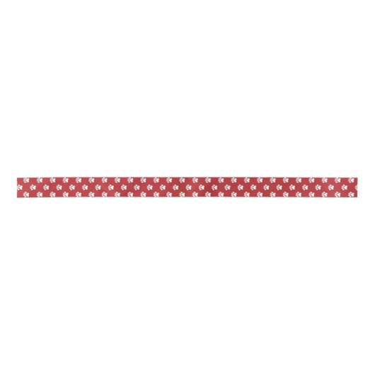Red Paw Prints Kerstmis Lint (Voorkant)