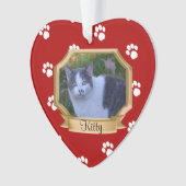 Red Paw Prints Pet Foto Ornament (voorkant)