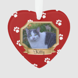 Red Paw Prints Pet Foto Ornament
